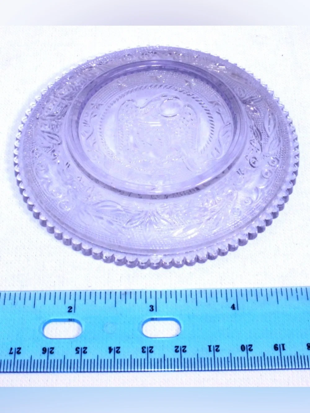 Antique Westmoreland Cup Plate Bald Eagle 1831 Lavender Pressed Glass